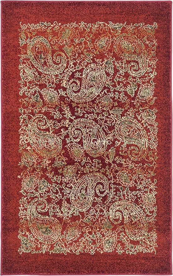 SAFAVIEH Lyndhurst Collection Accent Rug - 3'3" x 5'3", Red & Multi, Traditional Paisley Design, Non-Shedding & Easy Care, Ideal for High Traffic Areas in Entryway, Living Room, Bedroom (LNH224B)