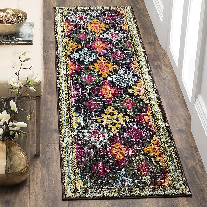 SAFAVIEH Monaco Collection Runner Rug - 2'2" x 6', Multi, Boho Diamond Trellis Design, Non-Shedding & Easy Care, Ideal for High Traffic Areas in Living Room, Bedroom (MNC244F)