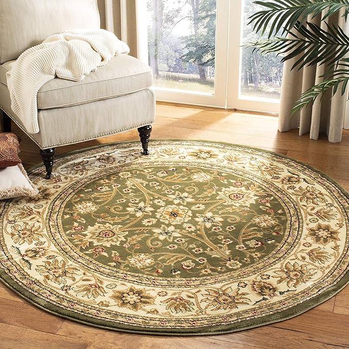 SAFAVIEH Lyndhurst Collection 10' Round Sage/Ivory LNH212C Traditional Oriental Non-Shedding Living Room Bedroom Area Rug