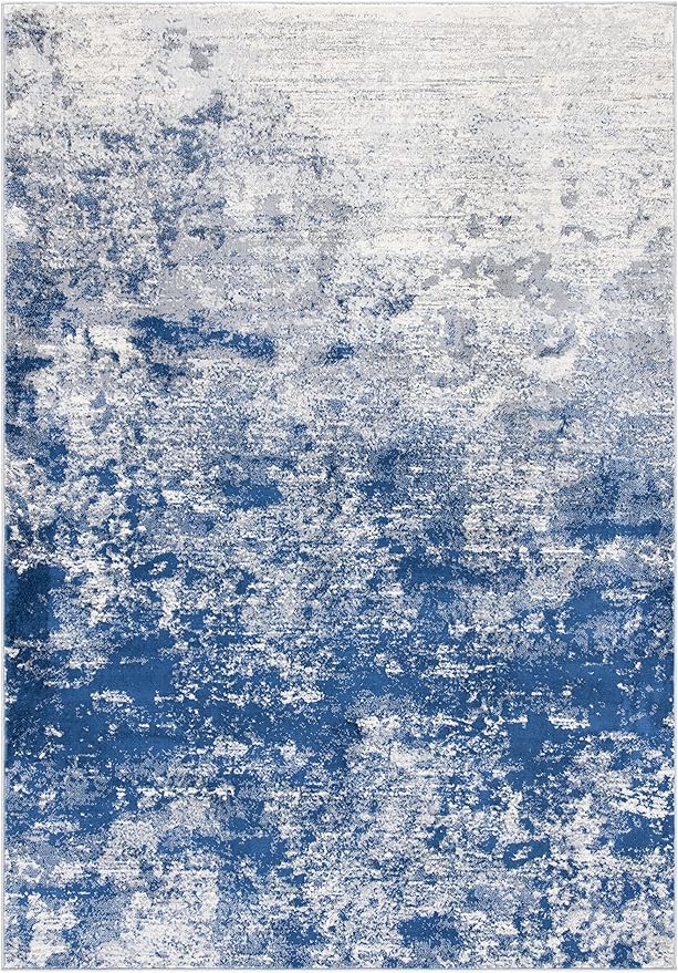 SAFAVIEH Brentwood Collection X-Large Area Rug - 12' x 15', Grey & Navy, Modern Abstract Design, Non-Shedding & Easy Care, Ideal for High Traffic Areas in Living Room, Bedroom (BNT822G)