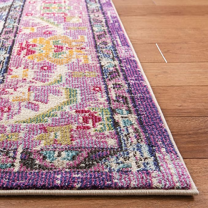 SAFAVIEH Monaco Collection Area Rug - 2'2" x 4', Violet & Light Blue, Non-Shedding & Easy to Clean, Distressed Medallion Design, Ideal for Front Door, Kitchen, Entryway, Accent Space (MNC243L)