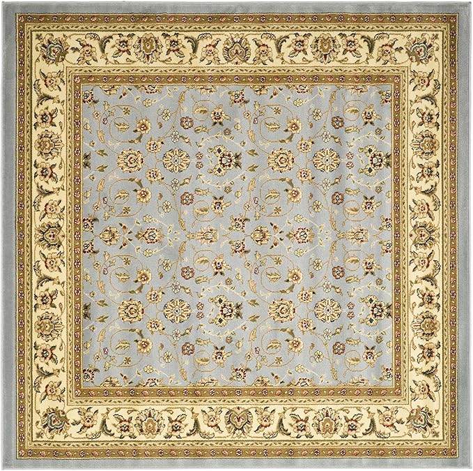 SAFAVIEH Lyndhurst Collection Area Rug - 6' Square, Light Blue & Ivory, Traditional Oriental Design, Non-Shedding & Easy Care, Ideal for High Traffic Areas in Living Room, Bedroom (LNH312B)