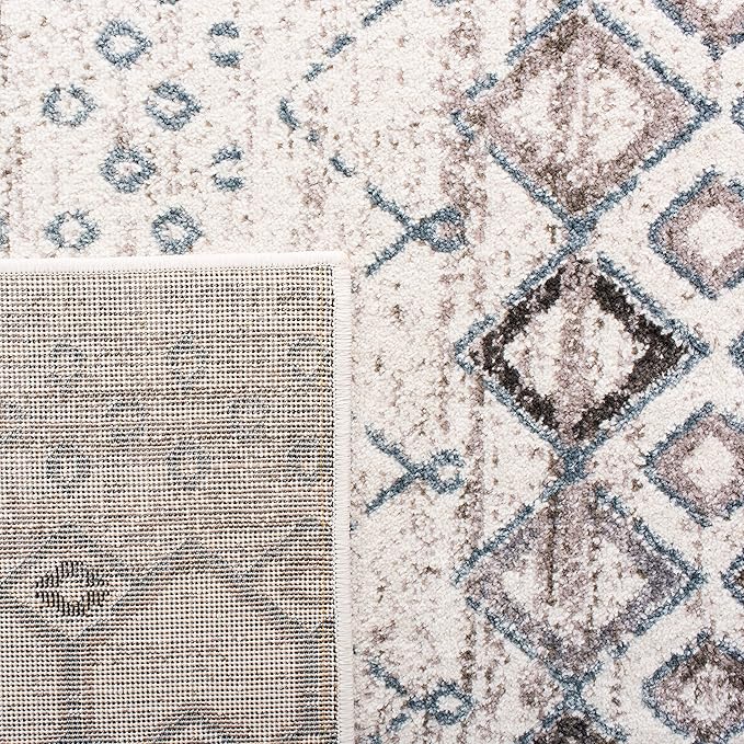 SAFAVIEH Amsterdam Collection Area Rug - 6'7" x 9'2", Ivory & Grey, Moroccan Boho Design, Non-Shedding & Easy Care, Ideal for High Traffic Areas in Living Room, Bedroom (AMS108A)