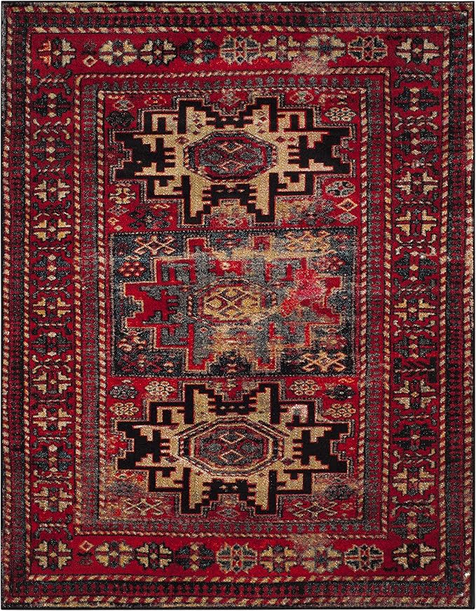 SAFAVIEH Vintage Hamadan Collection Area Rug - 8' x 10', Red & Multi, Oriental Traditional Persian Design, Non-Shedding & Easy Care, Ideal for High Traffic Areas in Living Room, Bedroom (VTH213A)