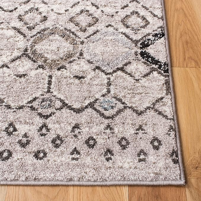 SAFAVIEH Amsterdam Collection X-Large Area Rug - 11' x 15', Light Grey & Brown, Moroccan Boho Design, Non-Shedding & Easy Care, Ideal for High Traffic Areas in Living Room, Bedroom (AMS108F)