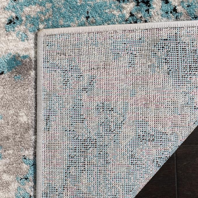 SAFAVIEH Skyler Collection 2' x 14' Blue/Ivory SKY186M Modern Abstract Non-Shedding Living Room Bedroom Runner Rug