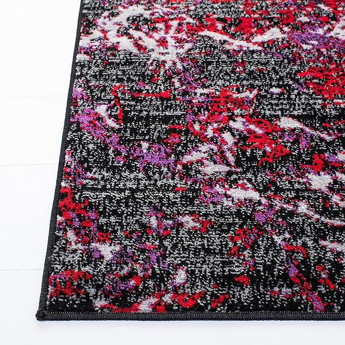 SAFAVIEH Skyler Collection 3' x 5' Black/Purple SKY186V Modern Abstract Non-Shedding Entryway Living Room Foyer Bedroom Accent Rug