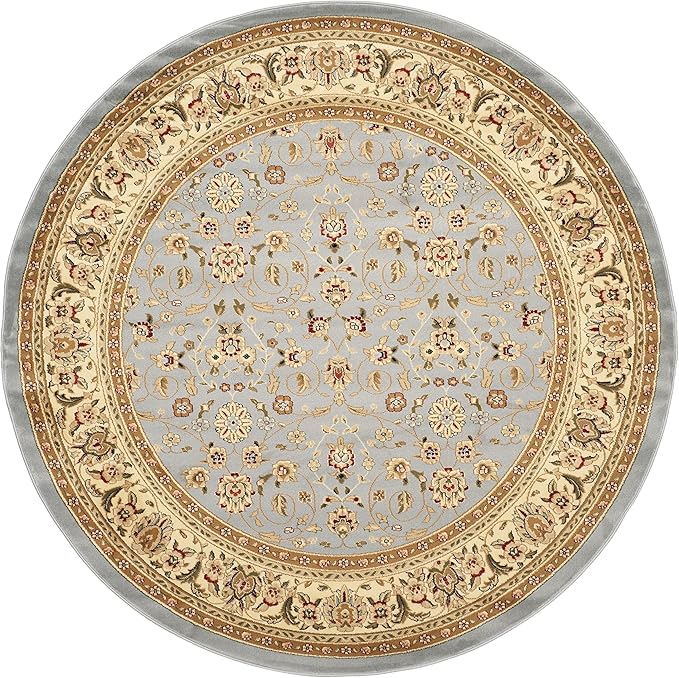 SAFAVIEH Lyndhurst Collection Area Rug - 4' Round, Light Blue & Ivory, Traditional Oriental Design, Non-Shedding & Easy Care, Ideal for High Traffic Areas in Living Room, Bedroom (LNH312B)