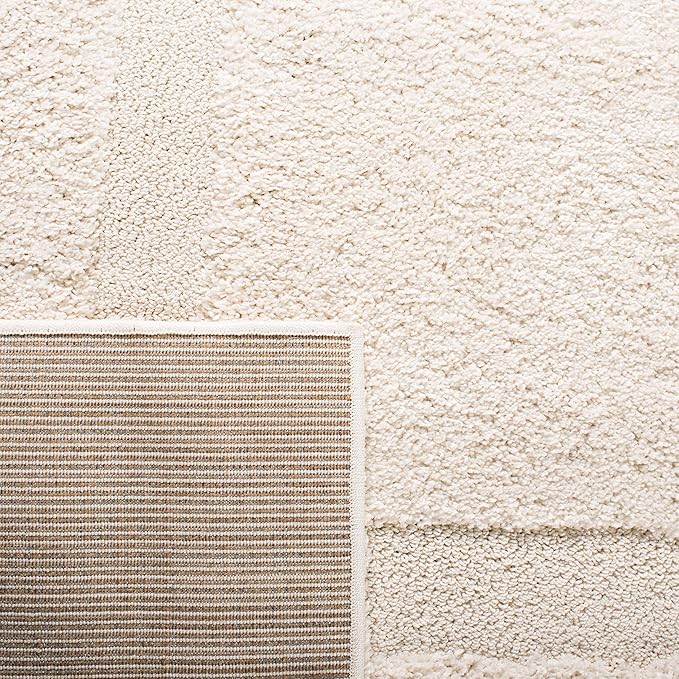 SAFAVIEH Florida Shag Collection Area Rug - 2'3" x 13' Runner, Creme/Creme, Geometric Design, Plush 1.2 Inch Thick Ideal for High Traffic Areas in Living Room, Bedroom, Dining (SG454-1111)