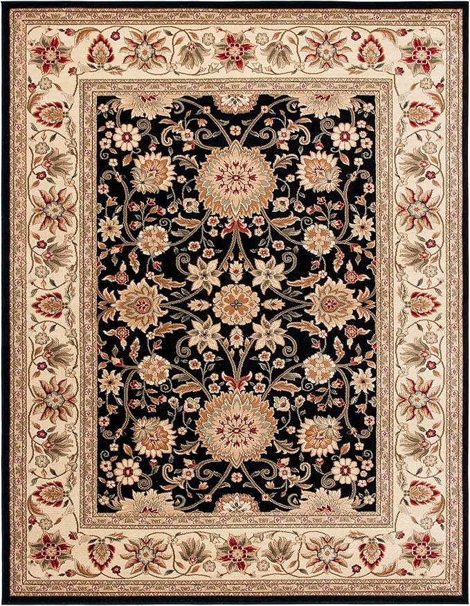 SAFAVIEH Lyndhurst Collection X-Large Area Rug - 11' x 15', Black & Ivory, Traditional Oriental Design, Non-Shedding & Easy Care, Ideal for High Traffic Areas in Living Room, Bedroom (LNH212A)