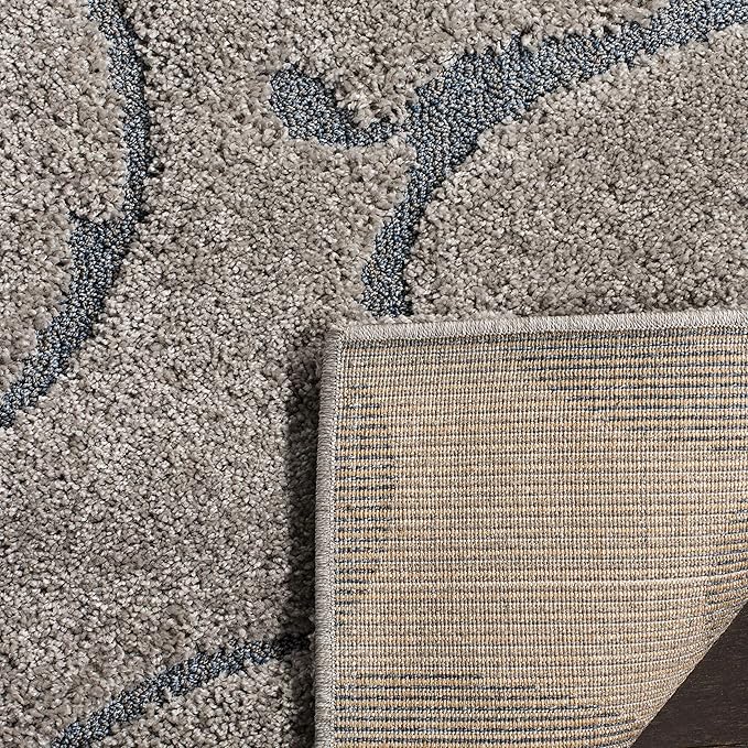 SAFAVIEH Florida Shag Collection Accent Rug - 2'3" x 5', Grey & Light Blue, Scroll Design, Non-Shedding & Easy Care, High-Low Plush Pile, Ideal for Bedroom, Foyer, Hallway (SG455-1160)