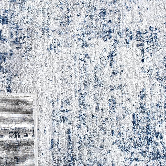 SAFAVIEH Amelia Collection Runner Rug - 2'2" x 22', Ivory & Navy, Modern Abstract Design, Non-Shedding & Easy Care, Ideal for High Traffic Areas in Living Room, Bedroom (ALA700B)