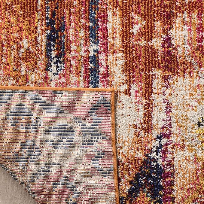 SAFAVIEH Monaco Collection Runner Rug - 2'2" x 12', Orange & Multi, Boho Chic Tribal Distressed Design, Non-Shedding & Easy Care, Ideal for High Traffic Areas in Living Room, Bedroom (MNC222H)