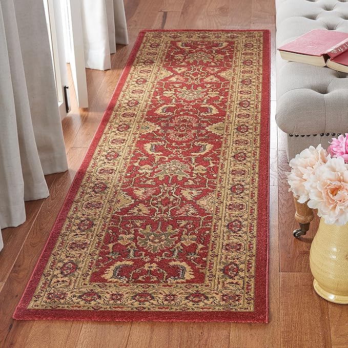 SAFAVIEH Mahal Collection Runner Rug - 2'2" x 12', Red & Beige, Traditional Oriental Design, Non-Shedding & Easy Care, Ideal for High Traffic Areas in Living Room, Bedroom (MAH693Q)