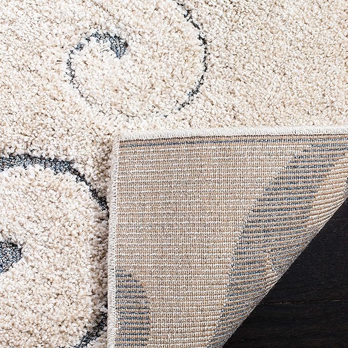SAFAVIEH Florida Shag Collection Accent Rug - 2'3" x 5', Beige & Blue Grey, Scroll Design, Non-Shedding & Easy Care, High-Low Plush Pile, Ideal for Bedroom, Foyer, Hallway (SG455-1155)