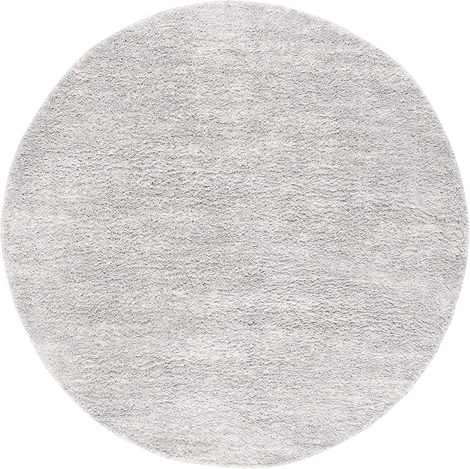 SAFAVIEH Berber Shag Collection Area Rug - 7' Round, Grey & Ivory, 1.2-inch Thick Ideal for High Traffic Areas in Living Room, Bedroom (BER563G)