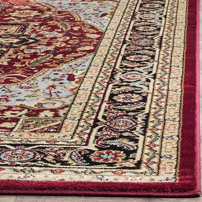 SAFAVIEH Lyndhurst Collection Area Rug - 6' Square, Red & Black, Traditional Oriental Design, Non-Shedding & Easy Care, Ideal for High Traffic Areas in Living Room, Bedroom (LNH330B)