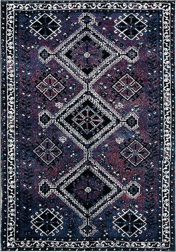 SAFAVIEH Vintage Hamadan Collection Area Rug - 6'7" x 9', Purple & Black, Oriental Distressed Design, Non-Shedding & Easy Care, Ideal for High Traffic Areas in Living Room, Bedroom (VTH293V)