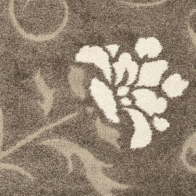 SAFAVIEH Florida Shag Collection Runner Rug - 2'3" x 13', Smoke & Beige, Floral Design, Non-Shedding & Easy Care, 1.2-inch Thick Ideal for High Traffic Areas in Living Room, Bedroom (SG464-7913)