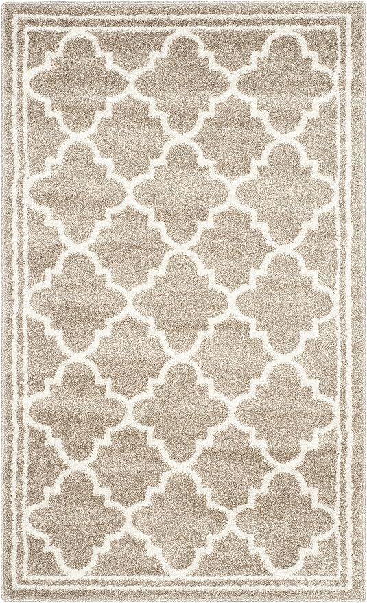 SAFAVIEH Amherst Collection Accent Rug - 3' x 5', Wheat & Beige, Moroccan Trellis Design, Non-Shedding & Easy Care, Ideal for High Traffic Areas in Entryway, Living Room, Bedroom (AMT422S)