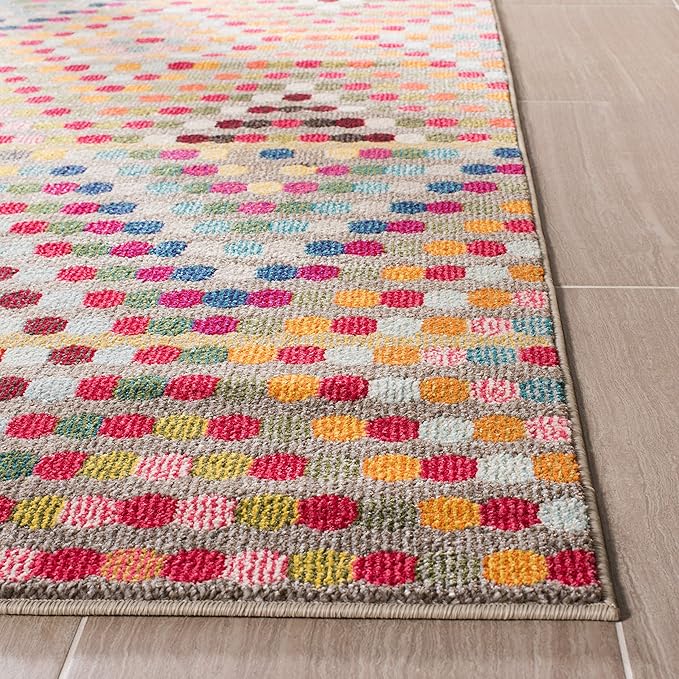 SAFAVIEH Monaco Collection Area Rug - 8' x 10', Multi & Beige, Boho Diamond Design, Non-Shedding & Easy Care, Ideal for High Traffic Areas in Living Room, Bedroom (MNC204F)