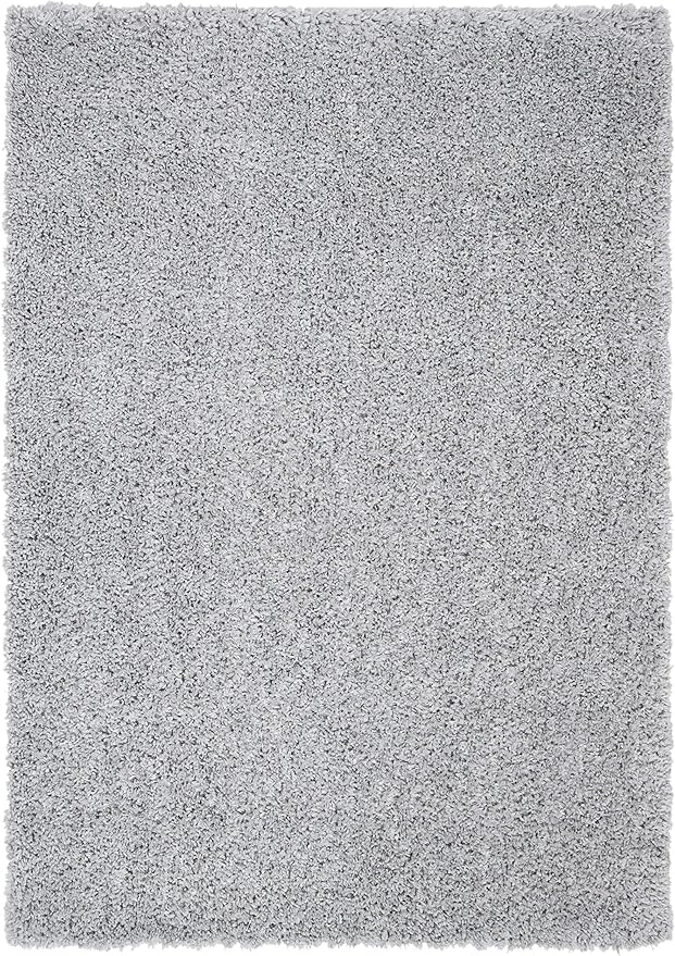 SAFAVIEH August Shag Collection Accent Rug - 2' x 5', Silver, Solid Design, Non-Shedding & Easy Care, 1.5-inch Thick Ideal for High Traffic Areas in Entryway, Living Room, Bedroom (AUG200G)