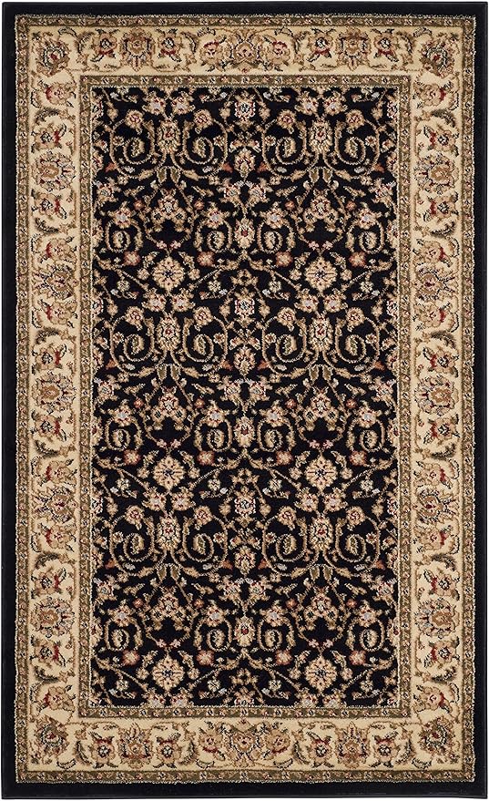 SAFAVIEH Lyndhurst Collection Accent Rug - 4' x 6', Black & Ivory, Traditional Oriental Design, Non-Shedding & Easy Care, Ideal for High Traffic Areas in Entryway, Living Room, Bedroom (LNH316B)