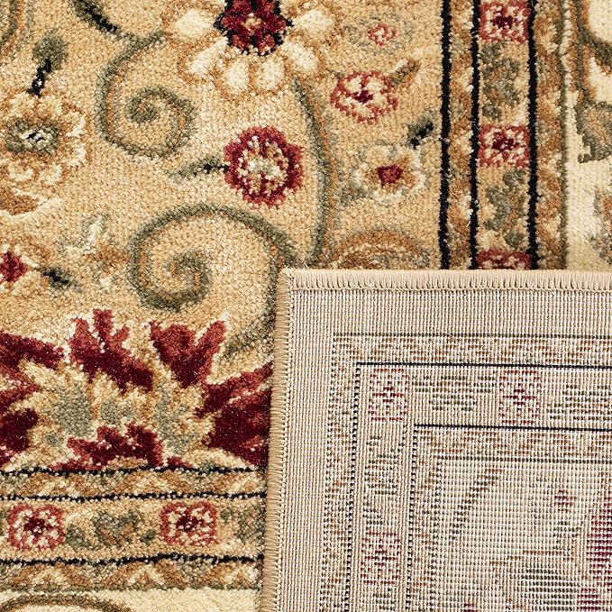 SAFAVIEH Lyndhurst Collection Area Rug - 5'3" Square, Beige & Ivory, Traditional Oriental Design, Non-Shedding & Easy Care, Ideal for High Traffic Areas in Living Room, Bedroom (LNH212D)