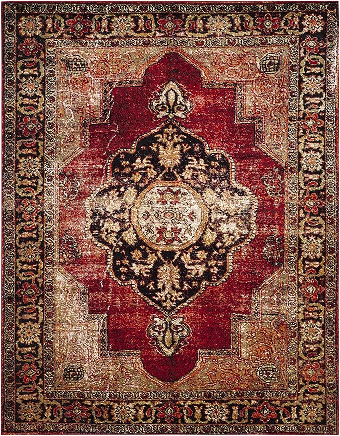 SAFAVIEH Vintage Hamadan Collection X-Large Area Rug - 12' x 18', Red & Multi, Oriental Persian Design, Non-Shedding & Easy Care, Ideal for High Traffic Areas in Living Room, Bedroom (VTH219A)