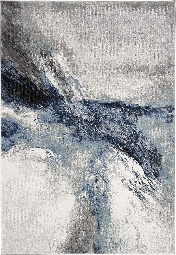SAFAVIEH Galaxy Collection 5'3" x 7'6" Blue/Grey GAL117M Modern Abstract Non-Shedding Living Room Bedroom Dining Home Office Area Rug