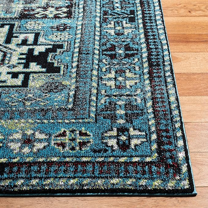 SAFAVIEH Vintage Hamadan Collection Accent Rug - 2'3" x 4', Light Blue & Black, Oriental Design, Non-Shedding & Easy Care, Ideal for High Traffic Areas in Entryway, Living Room, Bedroom (VTH213M)