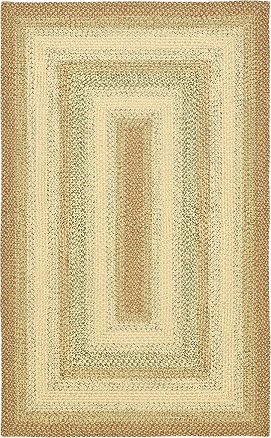 SAFAVIEH Washable Rug Outdoor Braided Collection - 5' x 8', Rust & Multi, Handmade & Reversible, Non-Shedding & Easy to Clean, Ideal for Patio, Backyard, Mudroom (BRD303A)