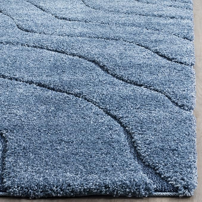SAFAVIEH Florida Shag Collection Area Rug - 9'6" x 13', Light Blue & Blue, Non-Shedding & Easy Care, 1.2-inch Thick Ideal for High Traffic Areas in Living Room, Bedroom (SG472-6065)