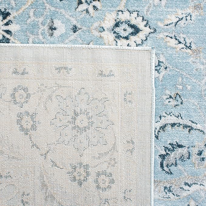 SAFAVIEH Isabella Collection X-Large Area Rug - 11' x 15', Light Blue & Cream, Oriental Design, Non-Shedding & Easy Care, Ideal for High Traffic Areas in Living Room, Bedroom (ISA912M)