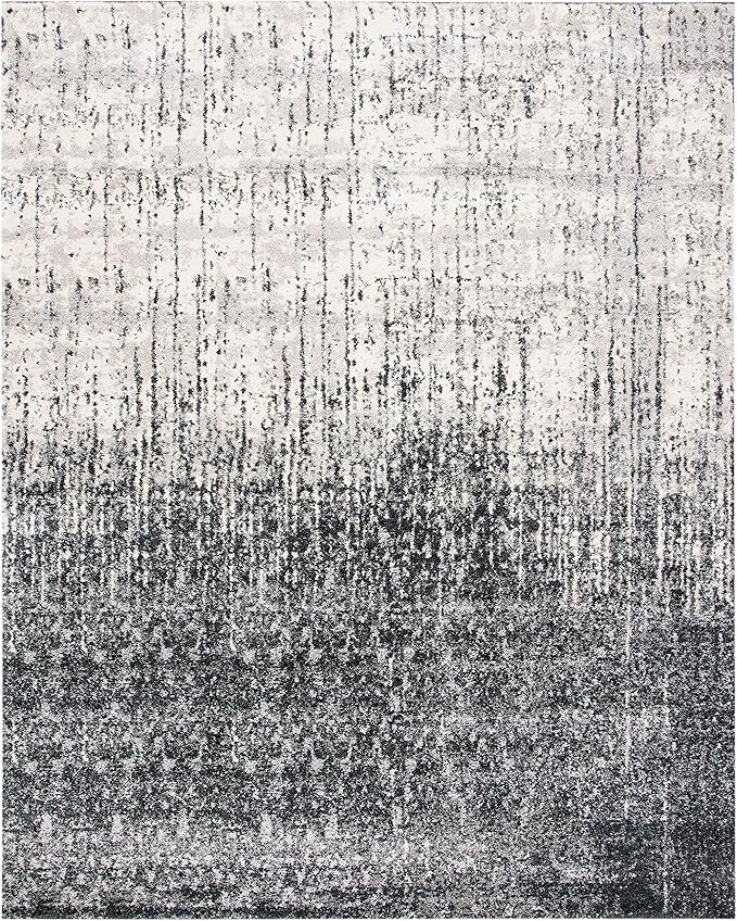 SAFAVIEH Retro Collection X-Large Area Rug - 12' x 18', Black & Light Grey, Modern Abstract Design, Non-Shedding & Easy Care, Ideal for High Traffic Areas in Living Room, Bedroom (RET2770-9079)