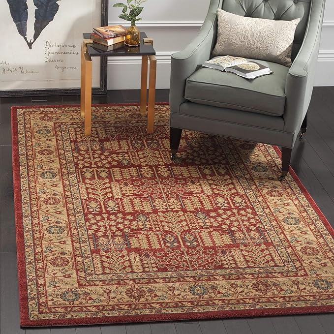 SAFAVIEH Mahal Collection Area Rug - 10' x 14', Red & Natural, Traditional Oriental Design, Non-Shedding & Easy Care, Ideal for High Traffic Areas in Living Room, Bedroom (MAH697A)