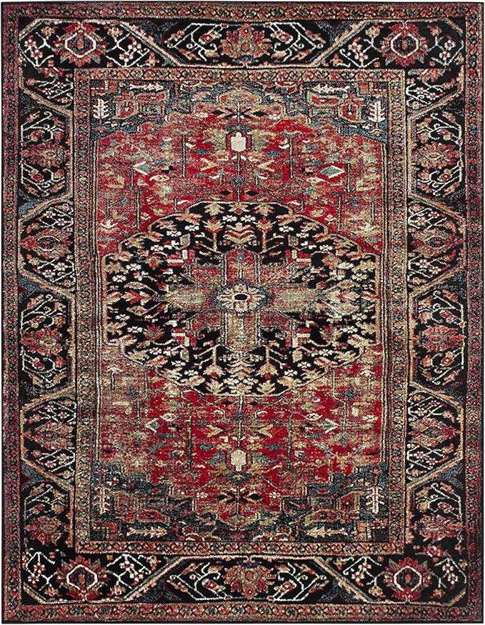 SAFAVIEH Vintage Hamadan Collection X-Large Area Rug - 11' x 15', Red & Multi, Oriental Persian Design, Non-Shedding & Easy Care, Ideal for High Traffic Areas in Living Room, Bedroom (VTH215A)