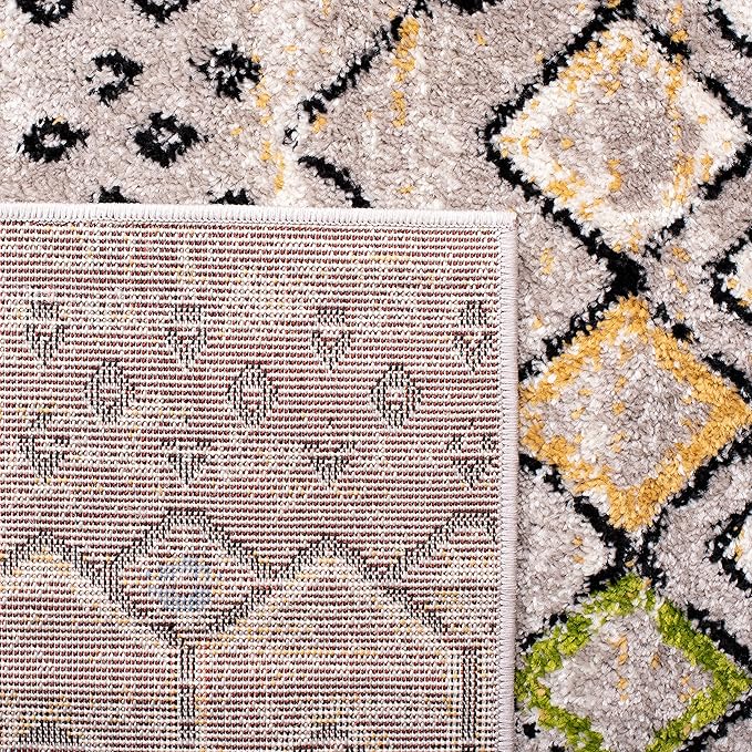 SAFAVIEH Amsterdam Collection Area Rug - 10' x 14', Light Grey & Multi, Moroccan Boho Design, Non-Shedding & Easy Care, Ideal for High Traffic Areas in Living Room, Bedroom (AMS108G)