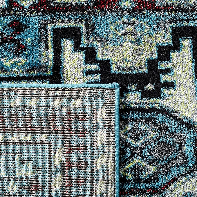 SAFAVIEH Vintage Hamadan Collection Accent Rug - 2'7" x 5', Light Blue & Black, Oriental Design, Non-Shedding & Easy Care, Ideal for High Traffic Areas in Entryway, Living Room, Bedroom (VTH213M)