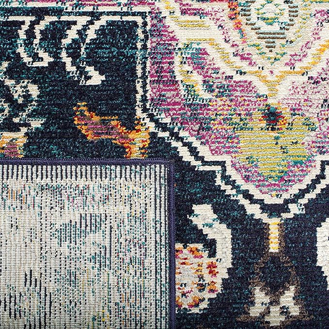 SAFAVIEH Crystal Collection Area Rug - 5' x 8', Navy & Fuchsia, Medallion Distressed Design, Non-Shedding & Easy Care, Ideal for High Traffic Areas in Living Room, Bedroom (CRS501H)