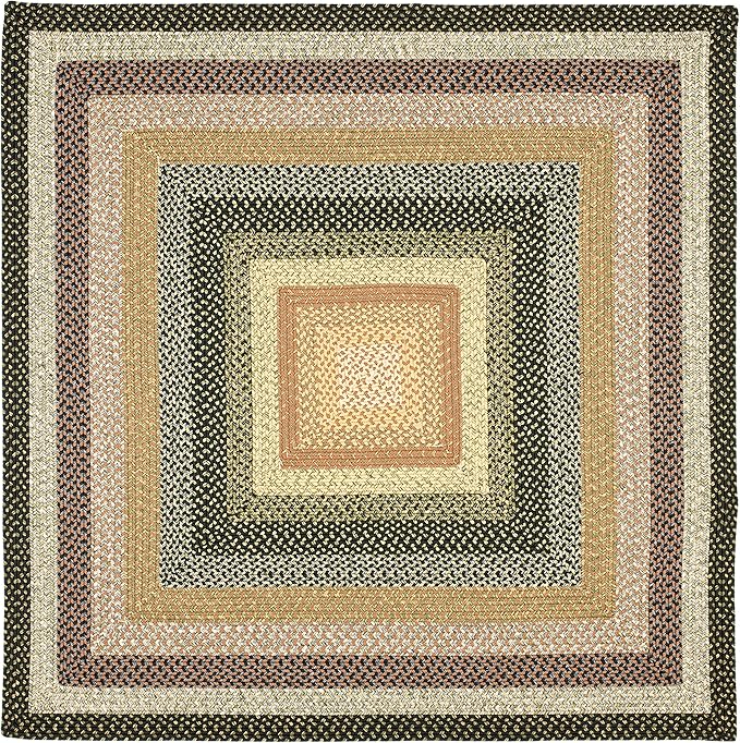 SAFAVIEH Washable Rug Outdoor Braided Collection - 6' Square, Multi, Handmade & Reversible, Non-Shedding & Easy to Clean, Ideal for Patio, Backyard, Mudroom (BRD308A)