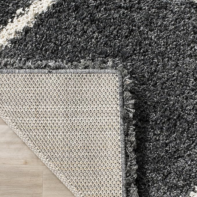 Safavieh Hudson Shag Collection Accent Rug - 2' x 3', Dark Grey & Ivory, Trellis Design, Non-Shedding & Easy Care, 2-inch Thick Ideal for High Traffic Areas in Foyer, Living Room, Bedroom (SGH281G)