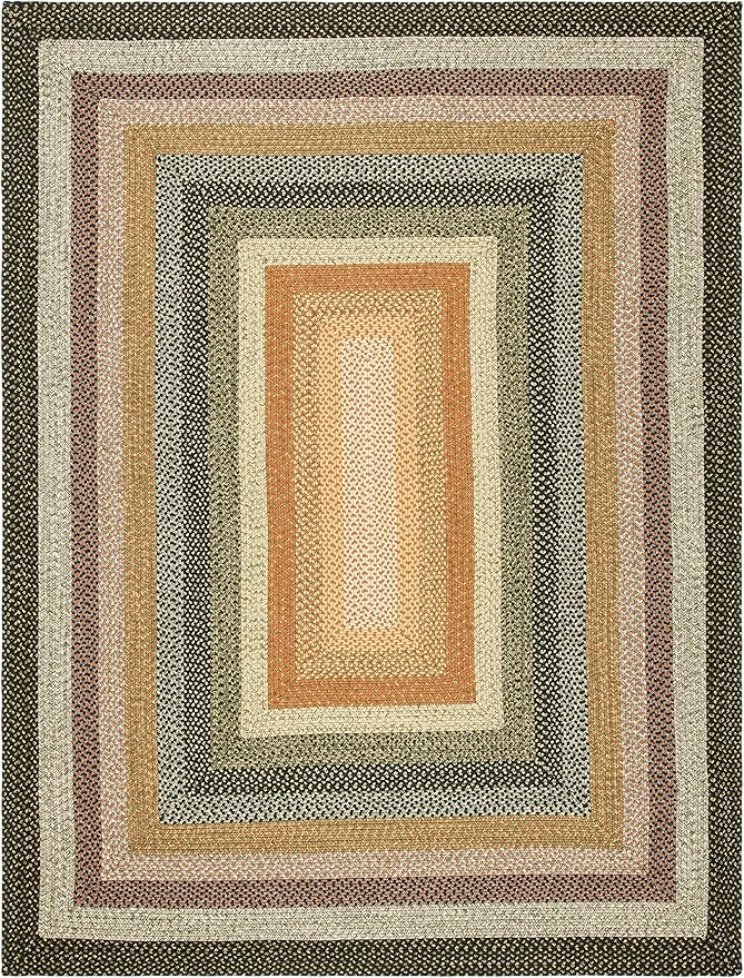 SAFAVIEH Washable Rug Outdoor Braided Collection - 10' x 14', Multi, Handmade & Reversible, Non-Shedding & Easy to Clean, Ideal for Patio, Backyard, Deck, Mudroom (BRD308A)