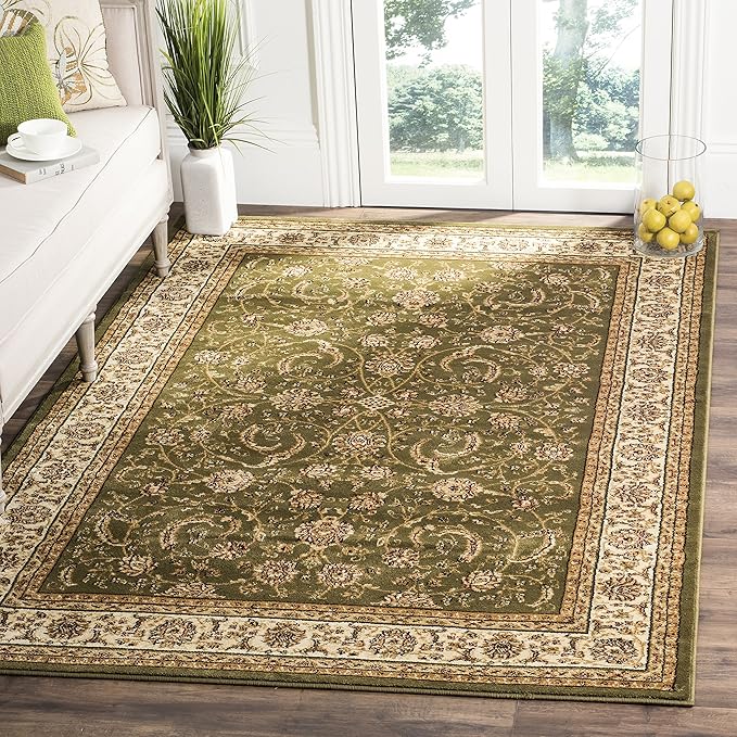 SAFAVIEH Lyndhurst Collection Area Rug - 9' x 12', Sage & Ivory, Traditional Oriental Design, Non-Shedding & Easy Care, Ideal for High Traffic Areas in Living Room, Bedroom (LNH219B)