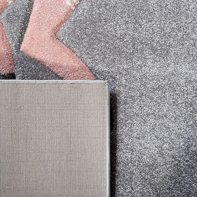 SAFAVIEH Carousel Kids Collection Accent Rug - 2' x 3', Grey & Pink, Non-Shedding & Easy Care, Ideal for High Traffic Areas for Boys & Girls in Playroom, Nursery, Bedroom (CRK163F)