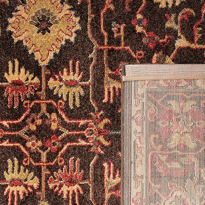 SAFAVIEH Mahal Collection Area Rug - 6'7" Square, Brown & Beige, Traditional Oriental Design, Non-Shedding & Easy Care, Ideal for High Traffic Areas in Living Room, Bedroom (MAH693T)