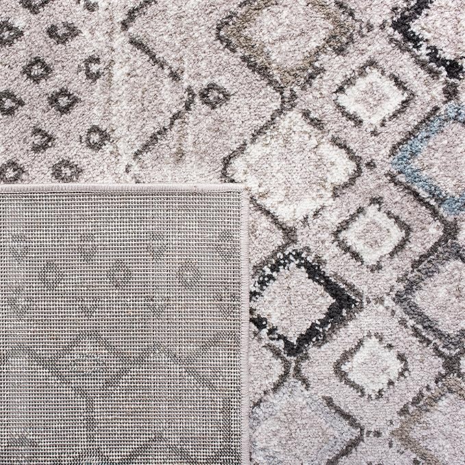 SAFAVIEH Amsterdam Collection Area Rug - 5'1" x 7'6", Light Grey & Brown, Moroccan Boho Design, Non-Shedding & Easy Care, Ideal for High Traffic Areas in Living Room, Bedroom (AMS108F)