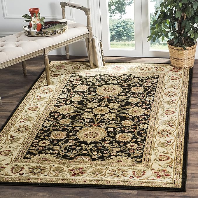 SAFAVIEH Lyndhurst Collection Accent Rug - 4' x 6', Black & Ivory, Traditional Oriental Design, Non-Shedding & Easy Care, Ideal for High Traffic Areas in Entryway, Living Room, Bedroom (LNH212A)