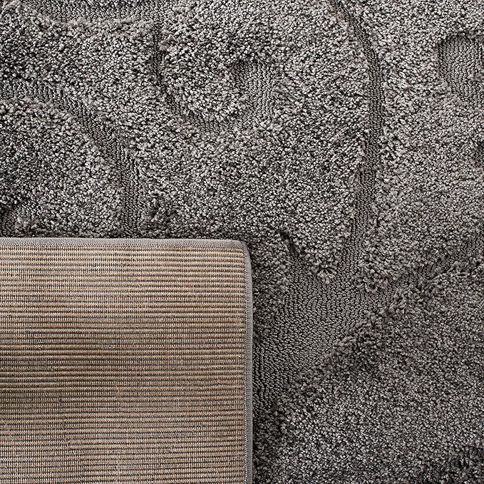 SAFAVIEH Florida Shag Collection Runner Rug - 2'3" x 21', Grey, Scroll Design, Non-Shedding & Easy to Clean, High-Low Plush Pile, Ideal for Bedroom, Foyer, Hallway (SG455-8013)