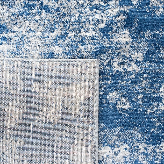 SAFAVIEH Brentwood Collection Runner Rug - 2' x 12', Grey & Navy, Modern Abstract Design, Non-Shedding & Easy Care, Ideal for High Traffic Areas in Living Room, Bedroom (BNT822G)